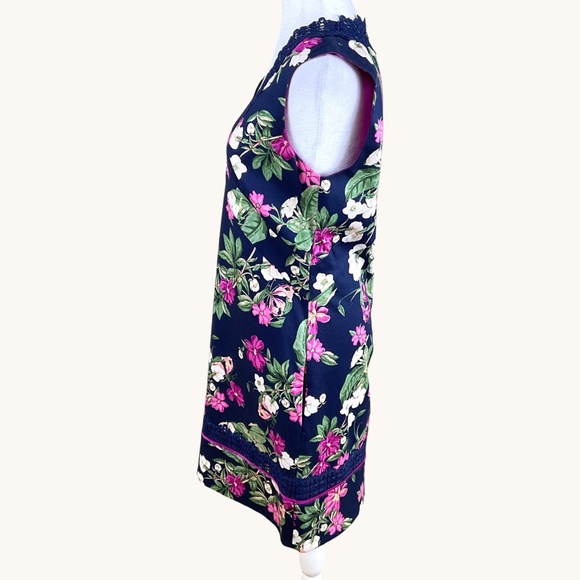 Laundry Shelli Segal Dress Floral Blue Pink Cotton (6) - Picture 2 of 7